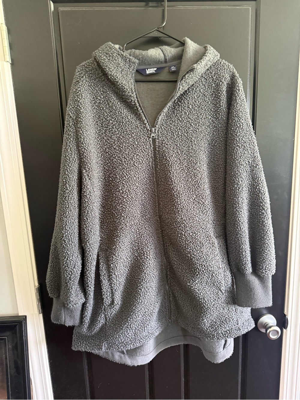 Land's End Cozy Grey Zip Up Jacket